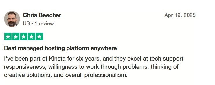 Kinsta web hosting trustpilot
