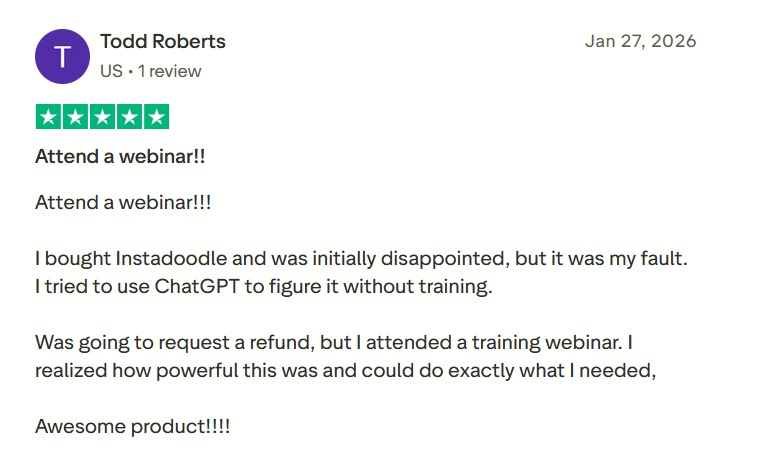 Instadoodle trustpilot 2