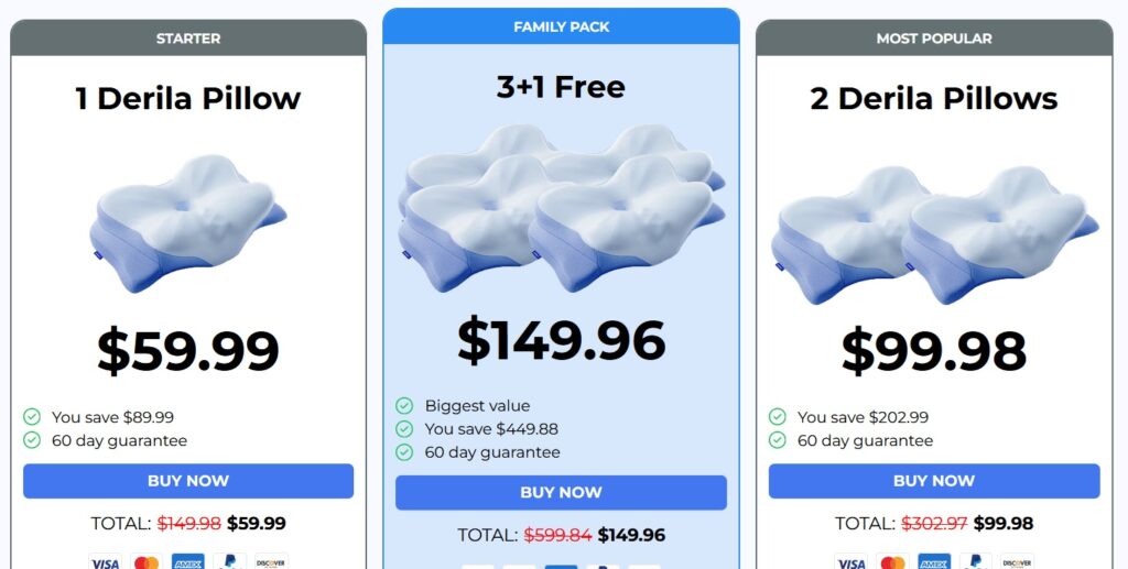 Derila Ergo Pillow Pricing